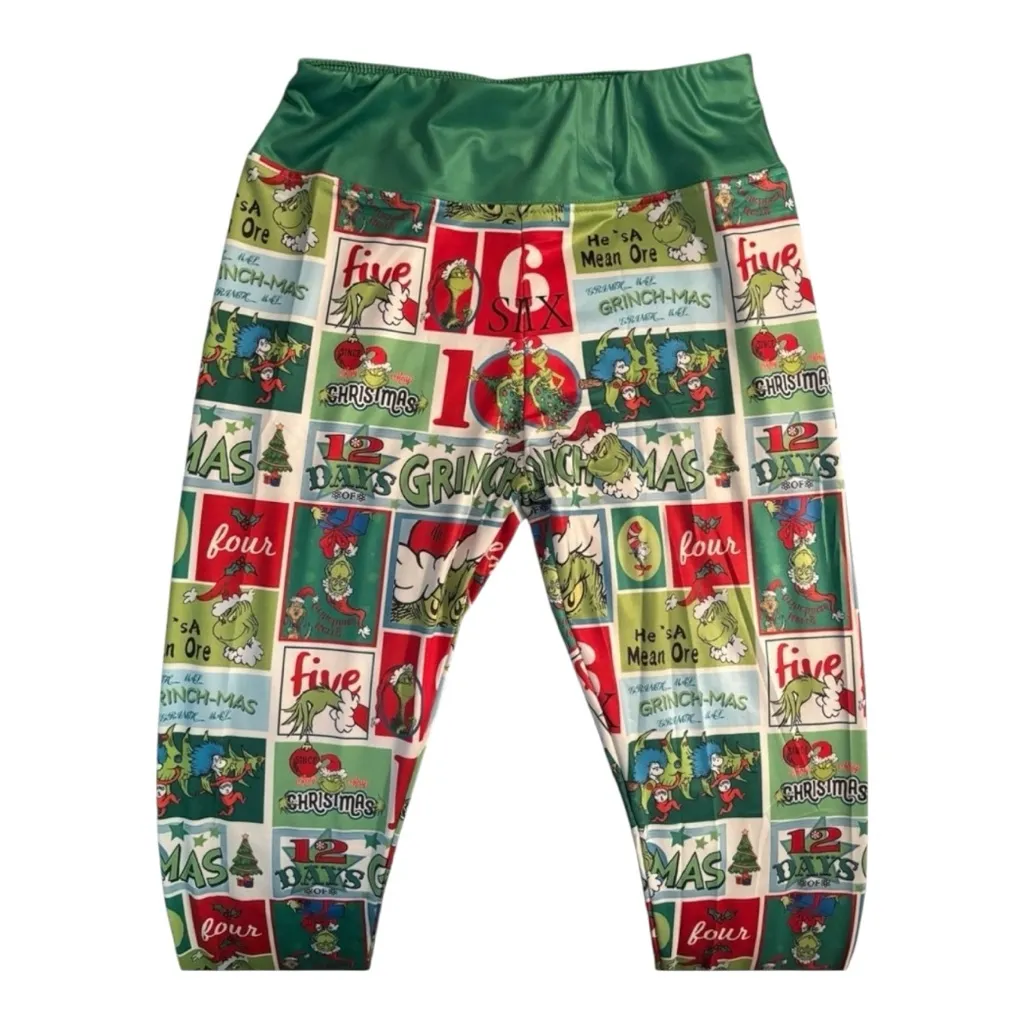 Grinch Christmas Leggings Red Size L - Image 2