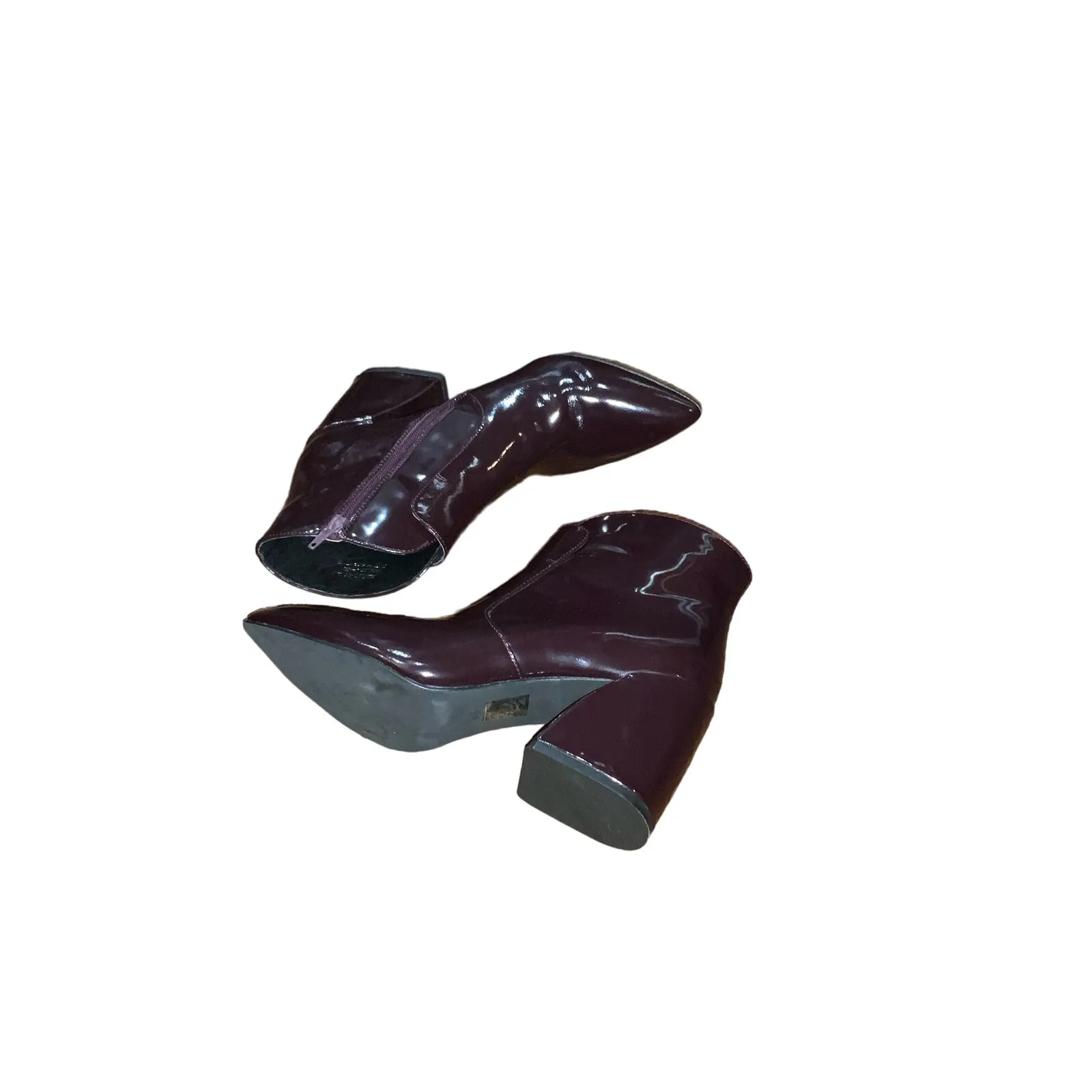 Jeffrey Campbell Ankle Booties Sz.8 Plum Block Heel patent leather Shine VGUC - Image 13