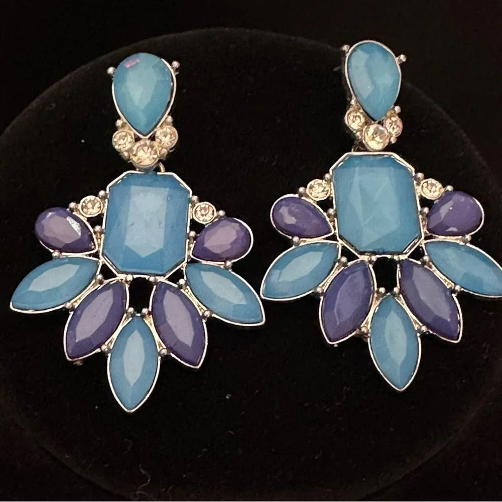 Y2K Vintage Jeweled Earrings In Blue - Image 2