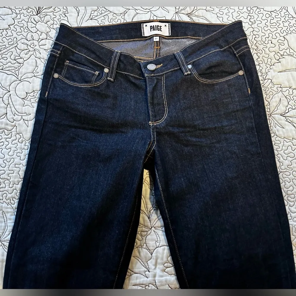 PAIGE Peg Straight Leg Dark Wash Mid Rise Jeans in the Wash Bardot Sz 27 - Image 3