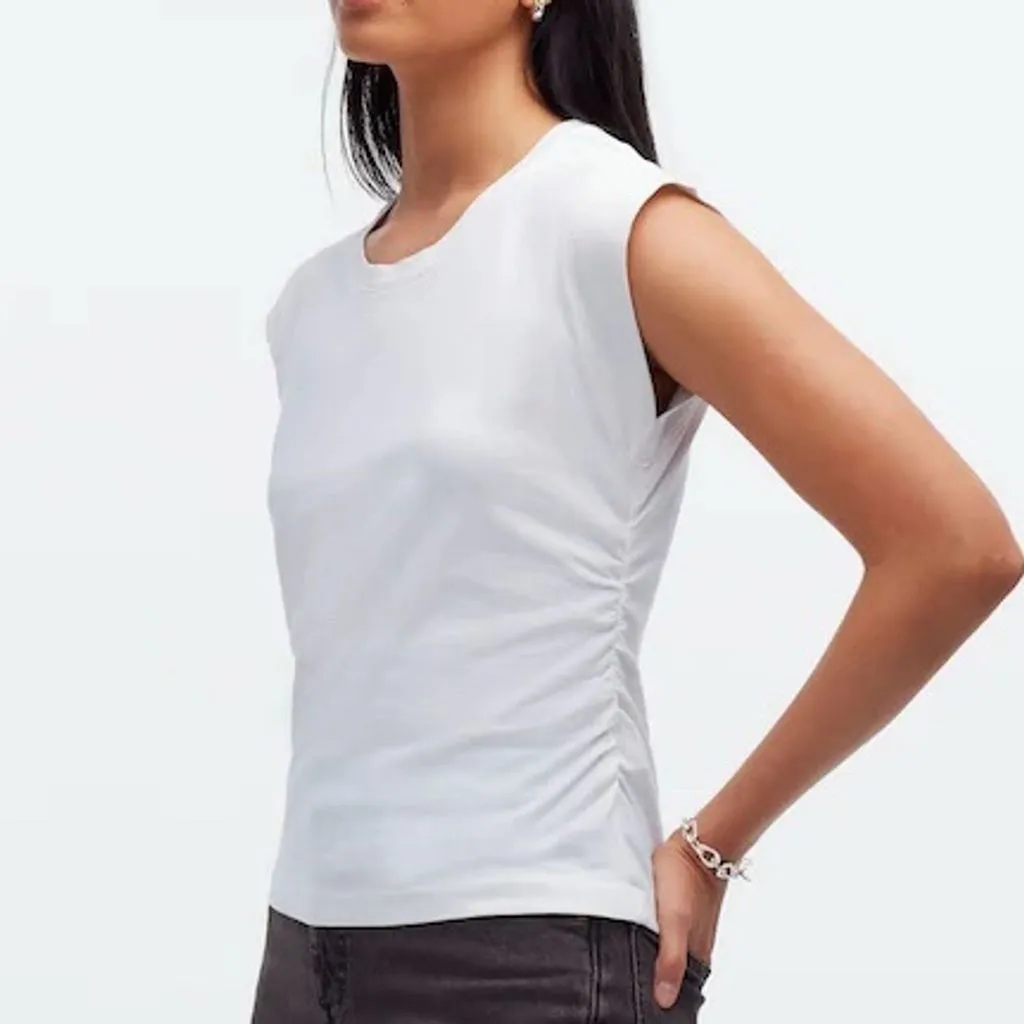 NWT Madewell Women's Side Cinch Muscle Tee White Size L Basic Casual Layering - Image 2