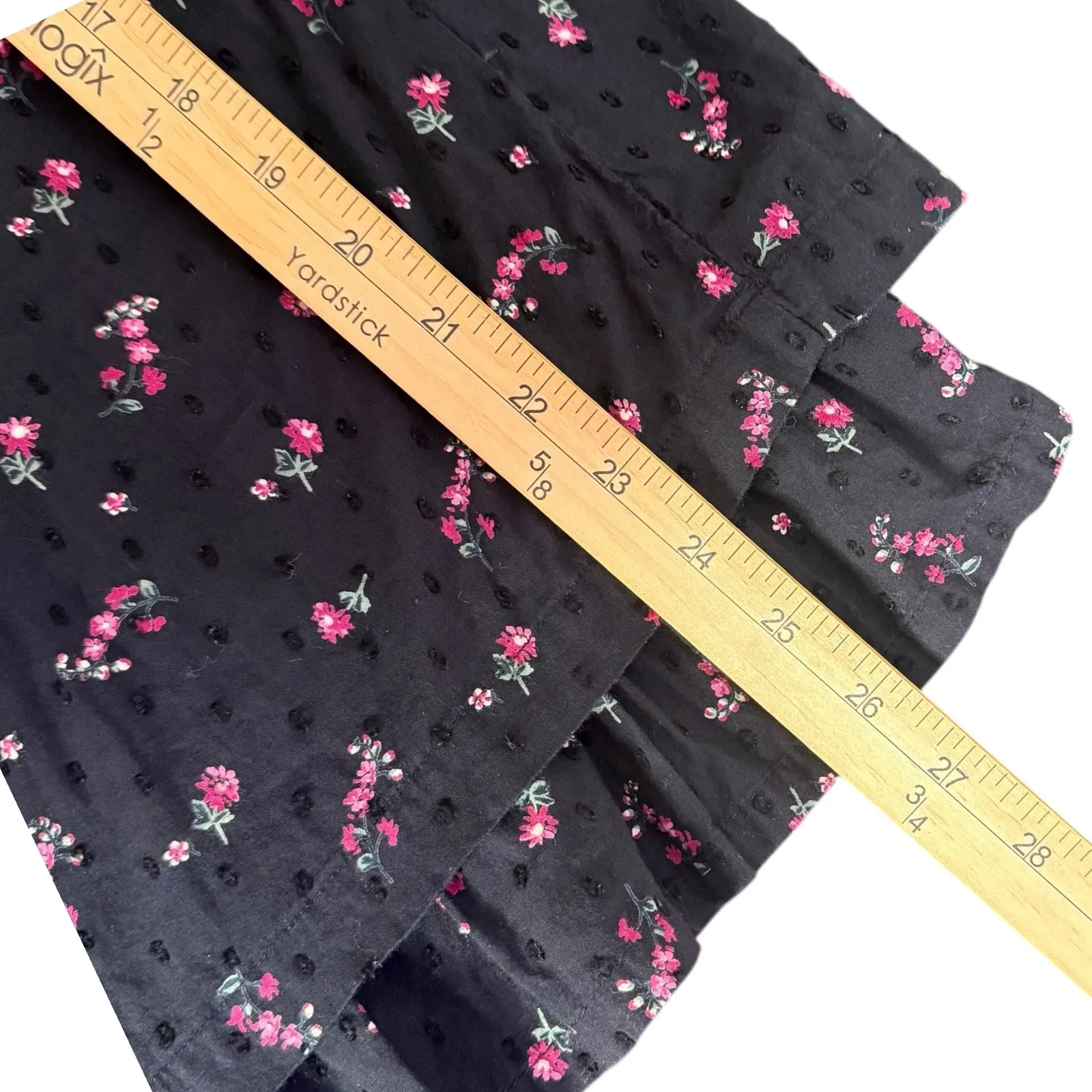 GUESS Black Floral Mini Halter Dress Size 11 Sweetheart Neckline Whimsigoth Pink - Image 10