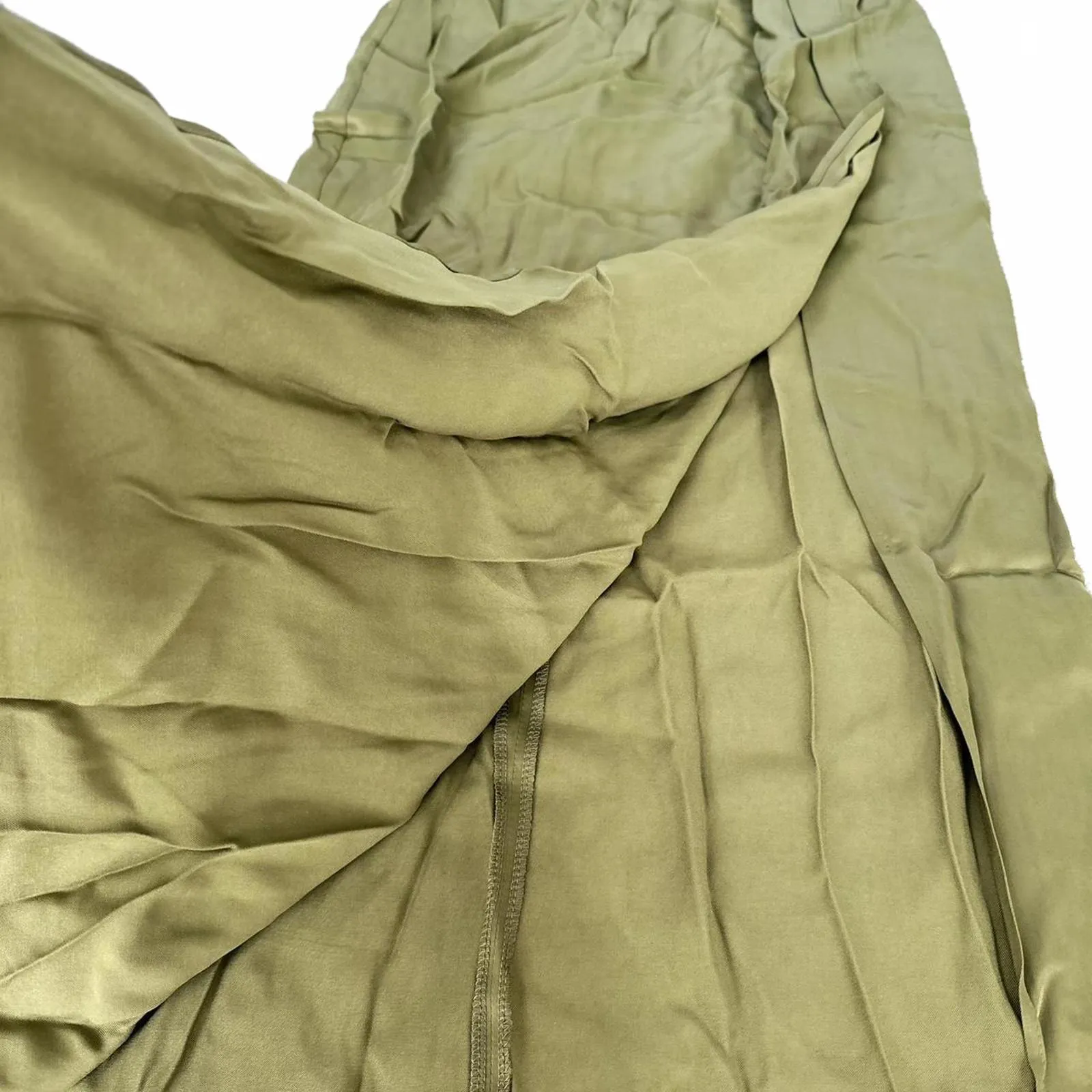Topshop Ruched Front Vent Satin Maxi Skirt Sarong Skirt NWT Green Size 2 - Image 5