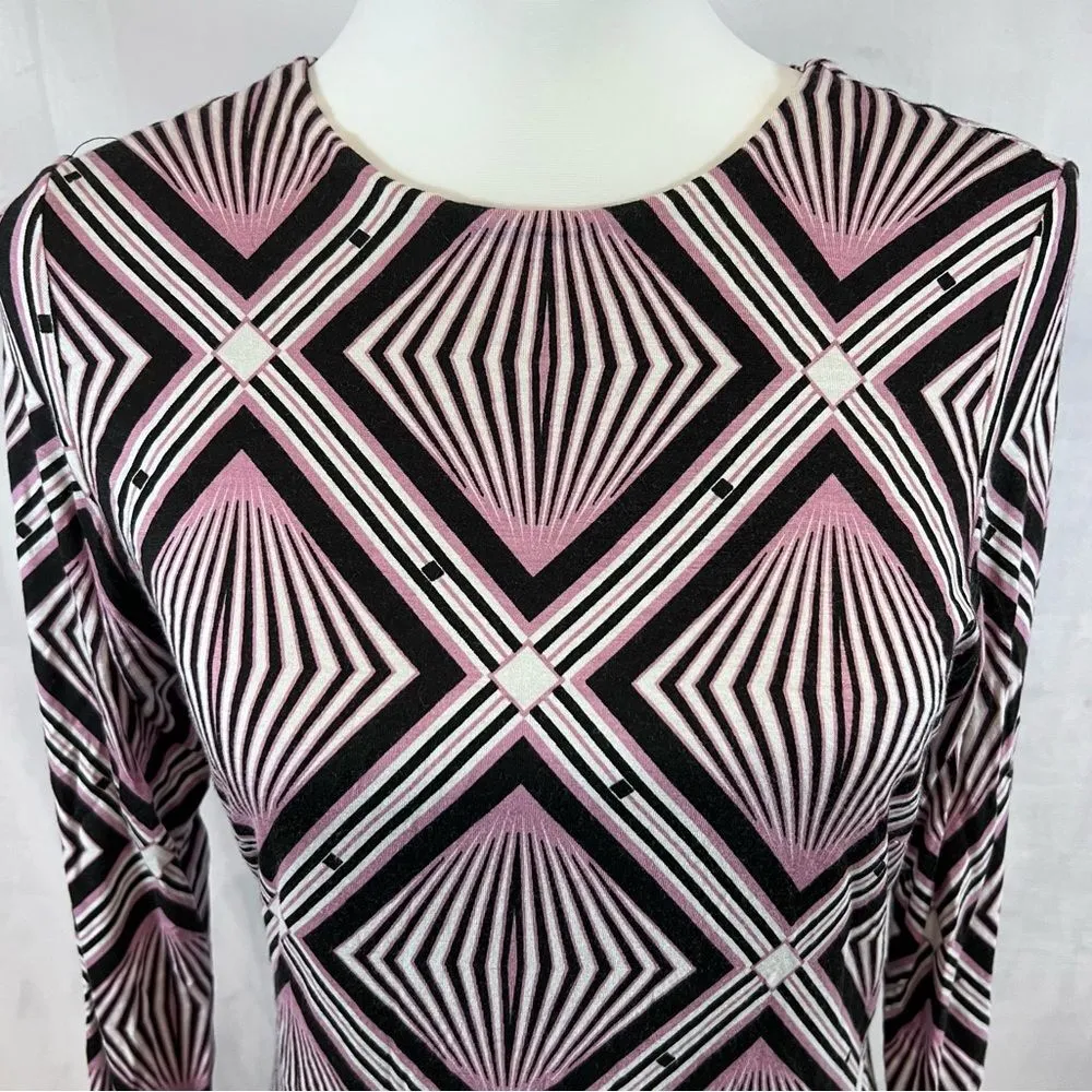Palais Diamond long sleeve pink white & black dress size medium NWOT - Image 3