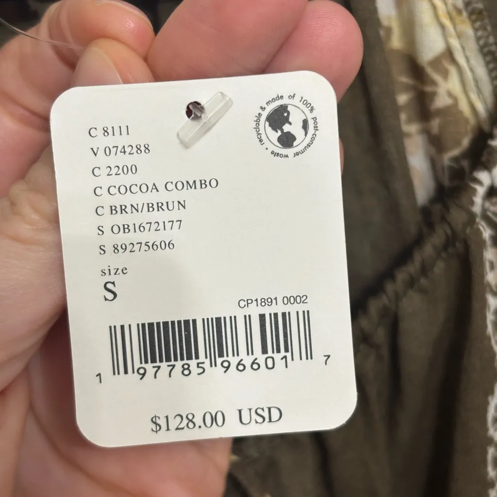 NWT Free People Elena Floral Print 100% Cotton Top in Cocoa Combo - Size S - Image 7