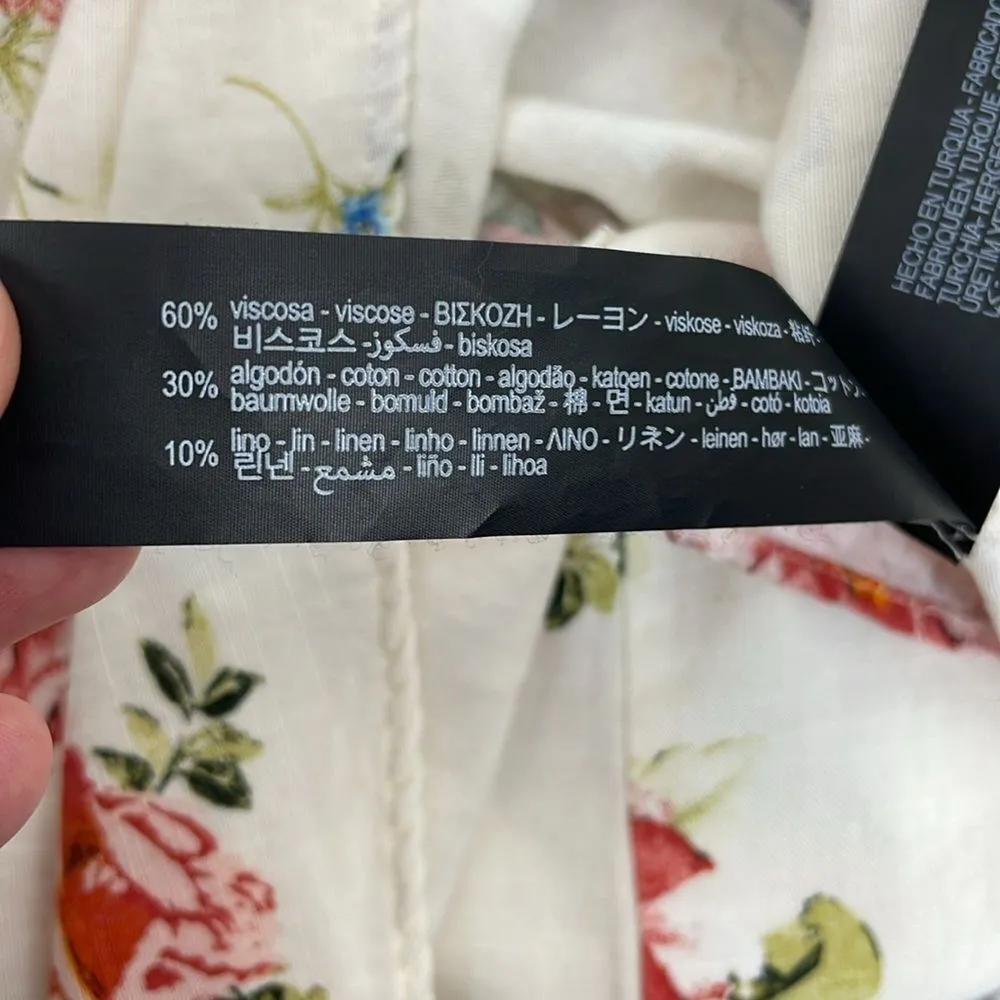 Zara Ecru Floral Print Mini Dress Floral Spaghetti Strap Dress size Medium - Image 13