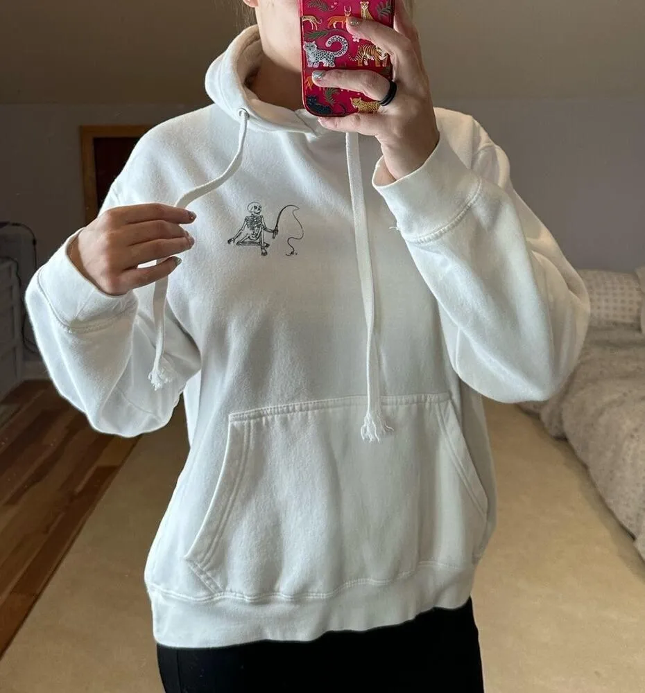 Yosemite Skeleton Fishing White Hoodie - Image 1