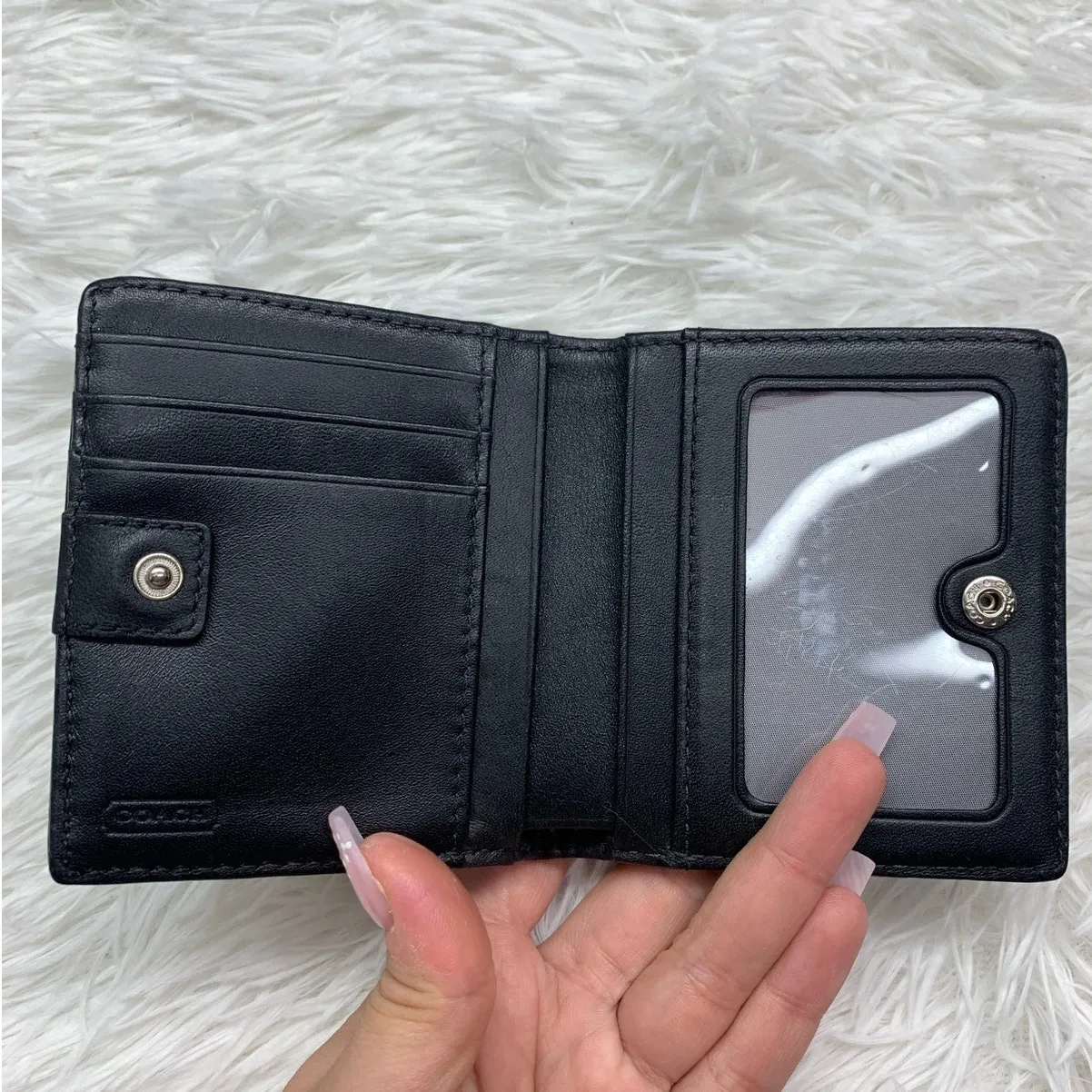 COACH Black Signature Canvas Card Holder - Image 3