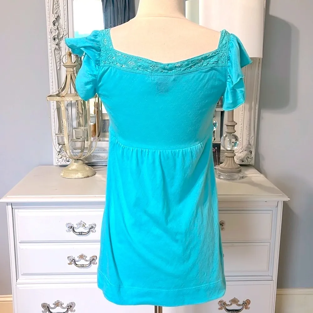 Flowy Blue Retro Top Wet Seal Womens Medium - Image 7