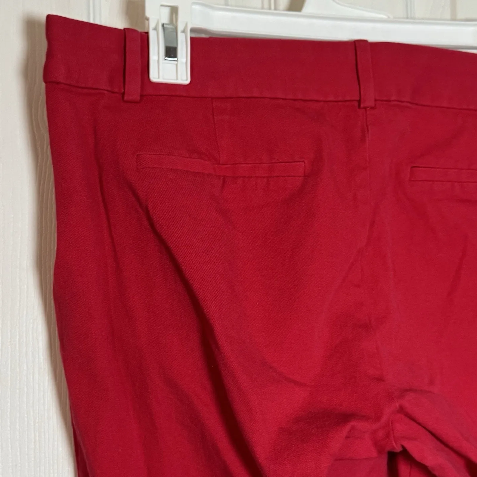 J CREW Women's Red Slip On Capris, Side Zip, Cotton/Elastane, Size 14 - Image 5