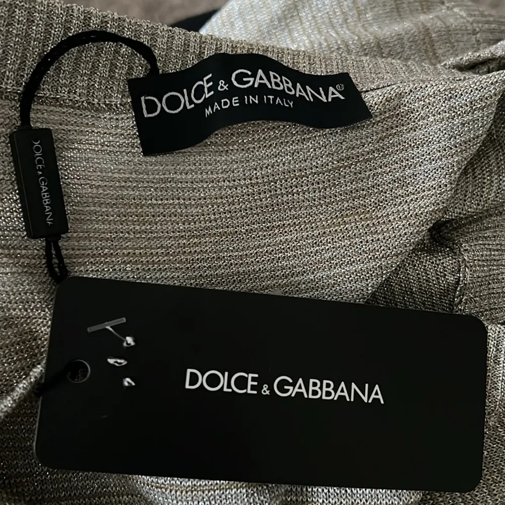 Dolce & Gabbana (Made in Italy) Knit Top, Metallic Tan/Silver Size 48 New w/Tag - Image 8