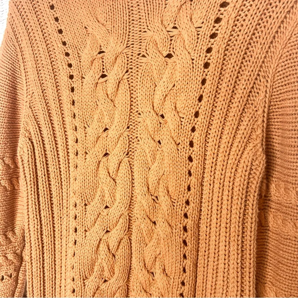 Roxy Orange Paradise Maker Cable Knit Crew Neck Sweater Size Medium - Image 4