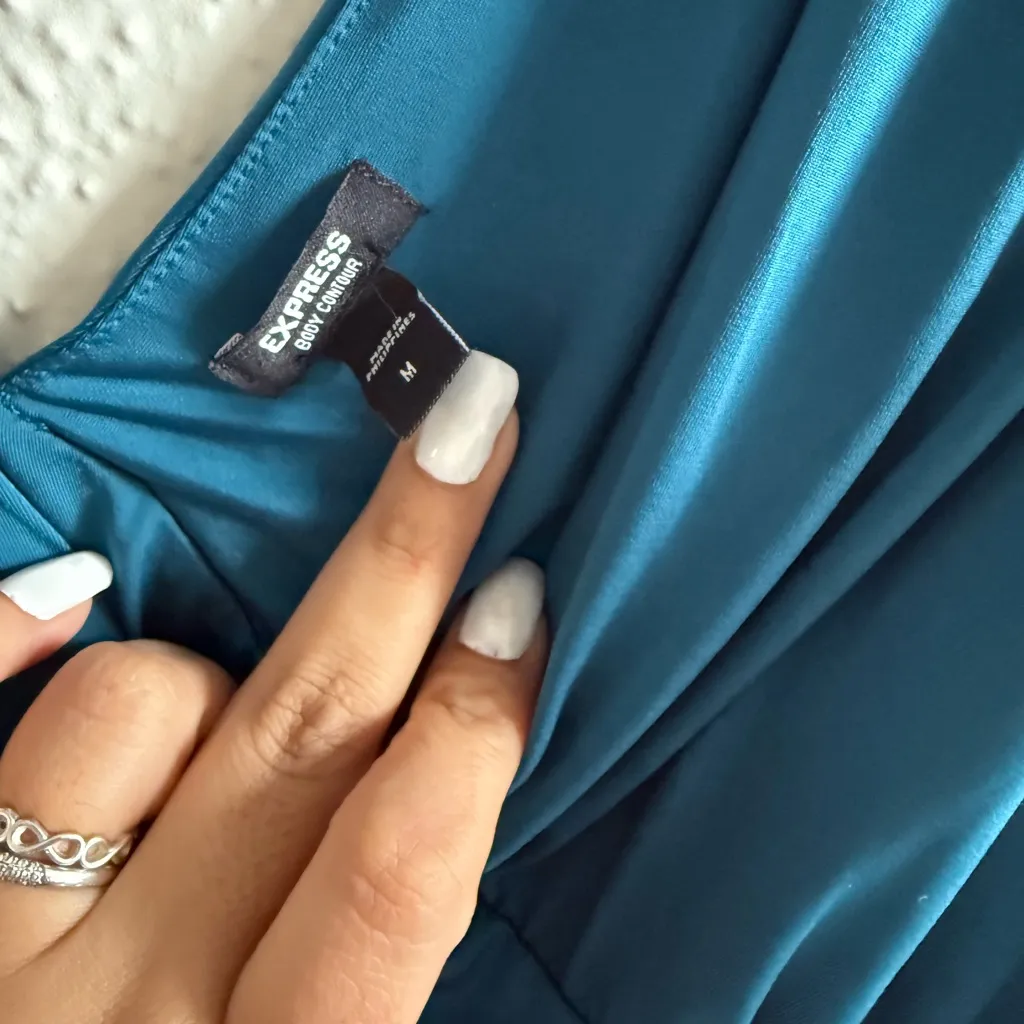 Express Teal V-Neck Bodysuit Size M - Image 3