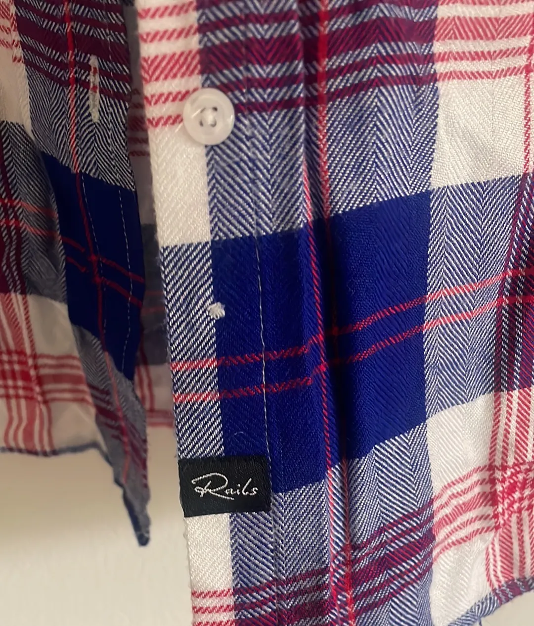 Plaid Short Sleeve Button Shirt Navy Red White - Image 5