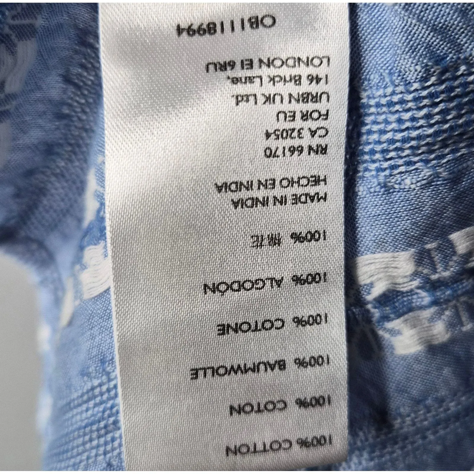 Urban Outfitters UO Jai Embroidered Babydoll Mini Dress Blue Cotton XS Boho. - Image 6