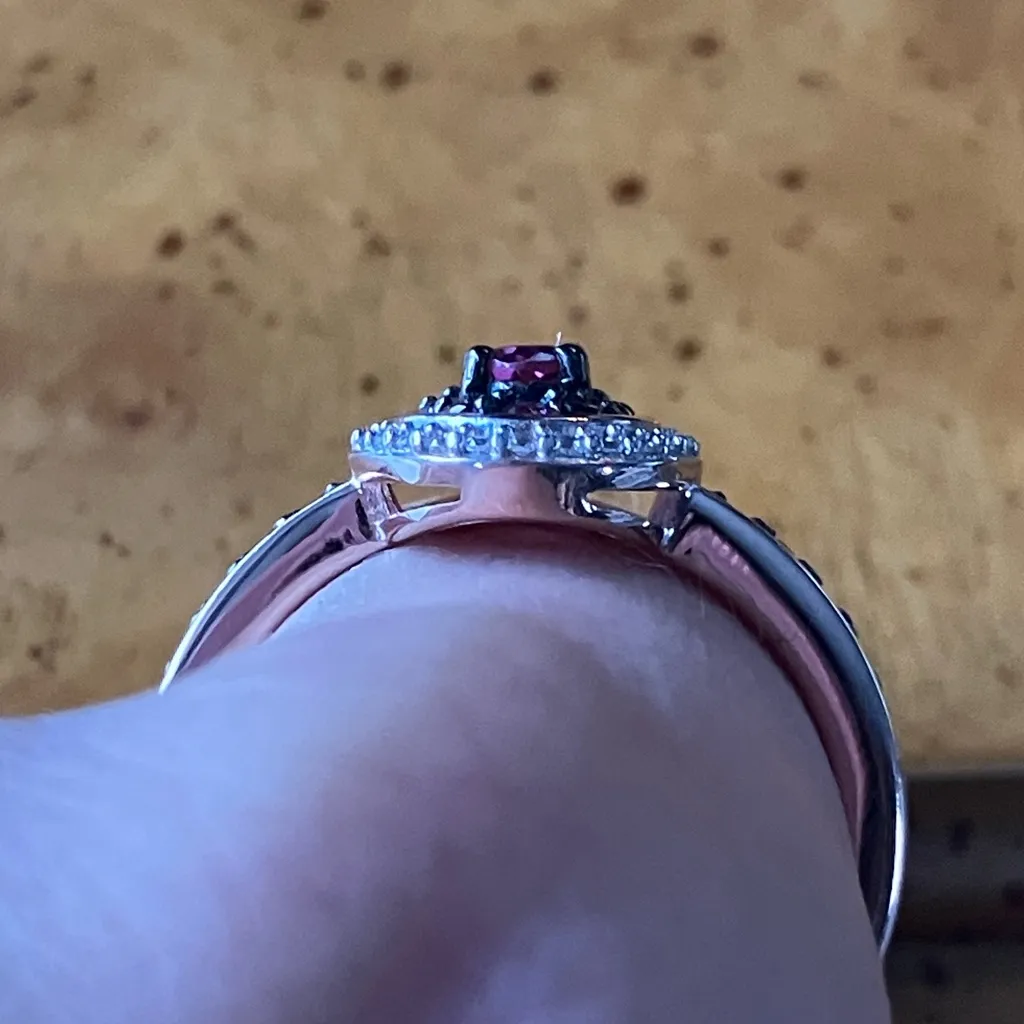 Tanzanian Wine Garnet Halo Ring Size 9 - Image 2