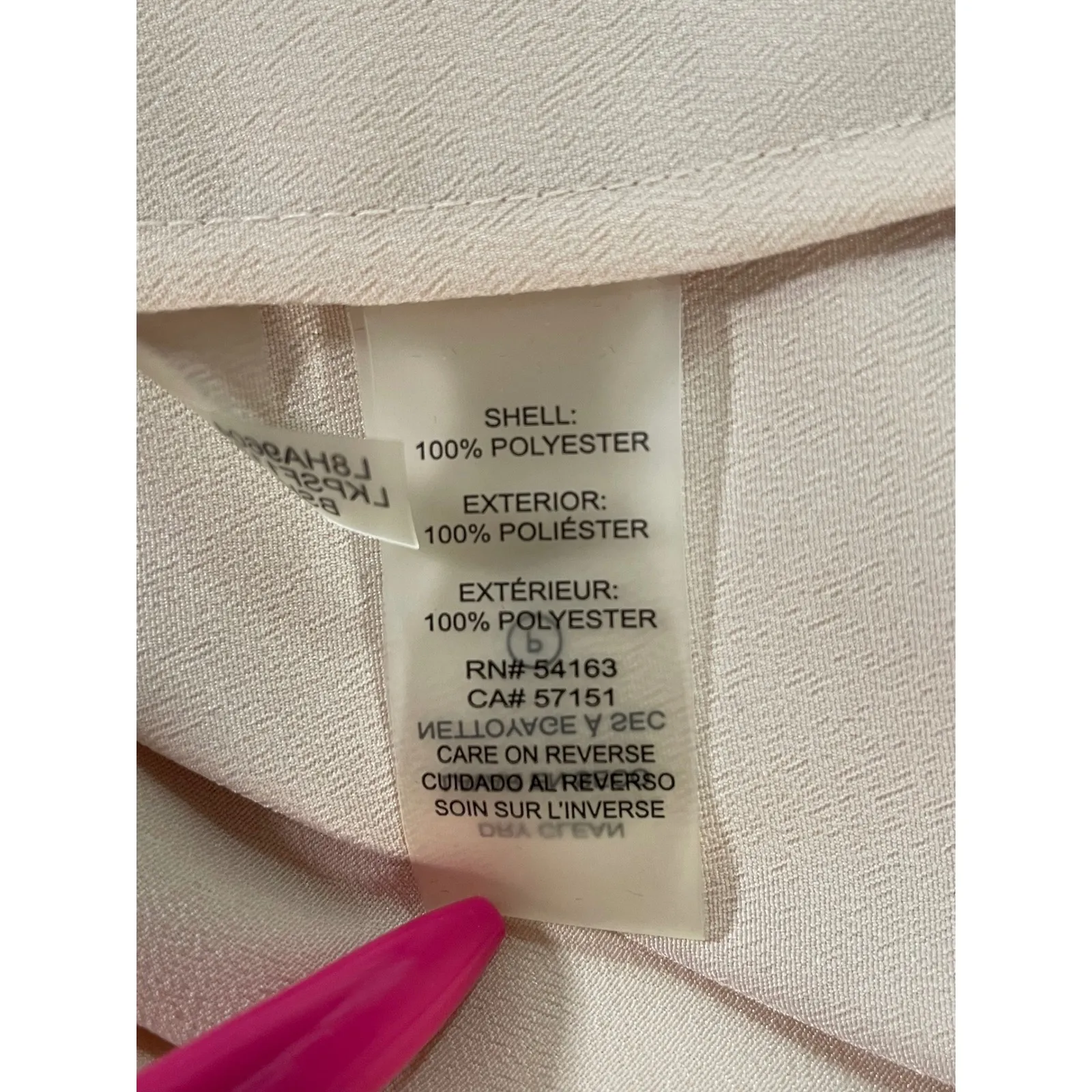 KARL LAGERFELD PARIS Womens Blouse XL Pink Ruffle Pearl Sleeve V Neck Tie Neck - Image 5