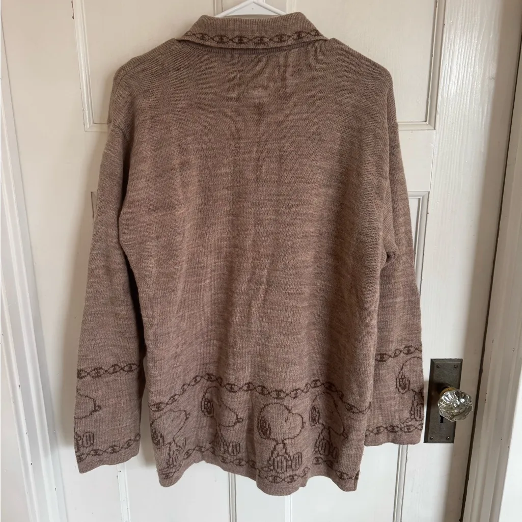 Vintage Peanut Snoopy cardigan sweater by Miss Adventures Brown Size XL - Image 7