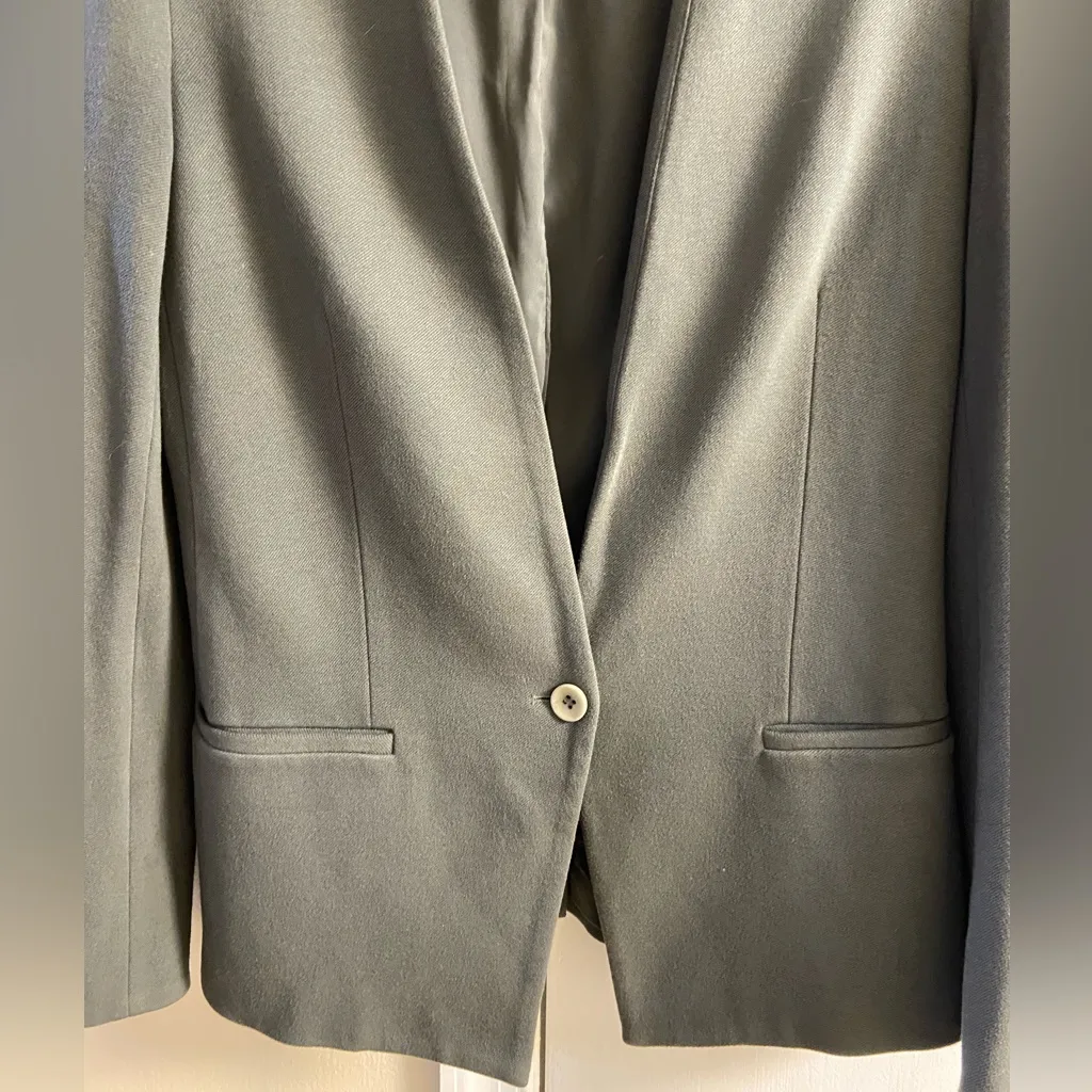 Helmut Lang Helmut by  green collarless structured blazer button up Medium - Image 3