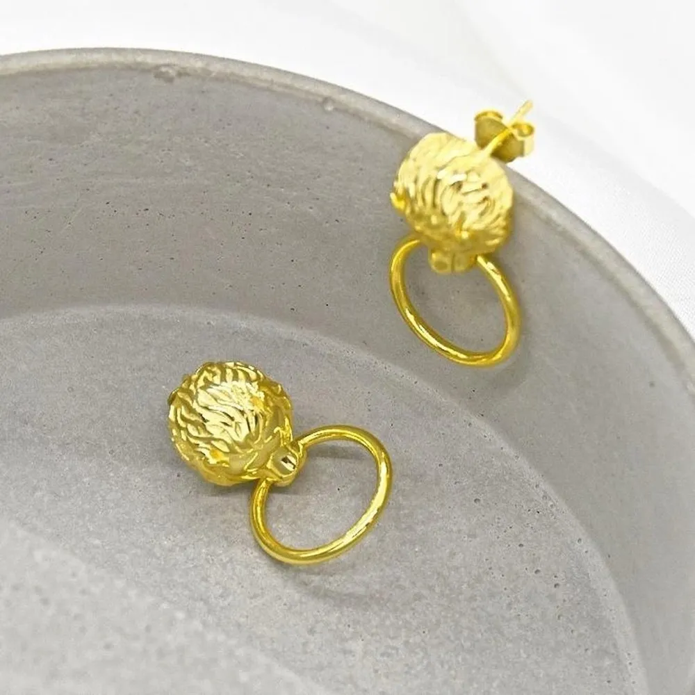 Leo Lion Ring Earring Studs Gold - Image 5