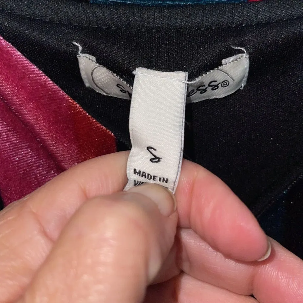 Speechless Velvet Velour Striped Belted Romper Small - Image 8