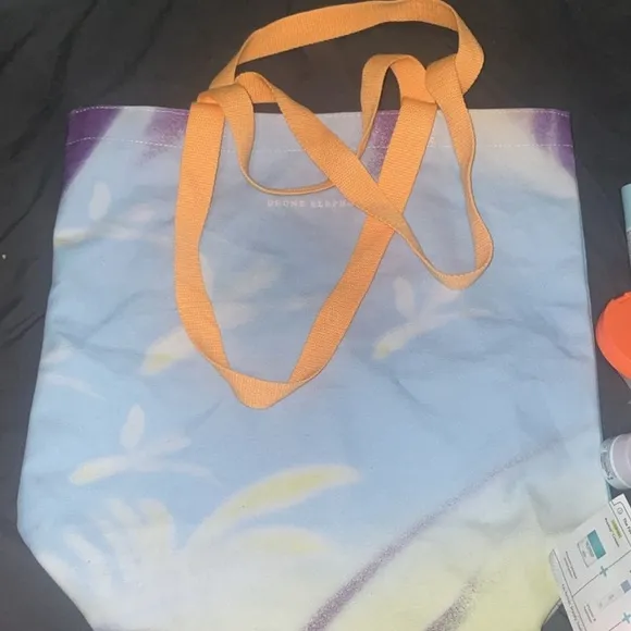 Drunk elephant Colorful Tote Bag with Orange Straps Blue - Image 2