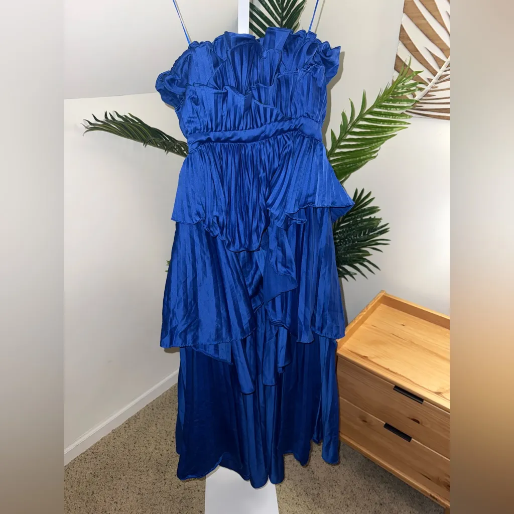 Amur Judah Scallop Pleated Dress – Deep Waters Blue‎ – Size 8 Blue - Image 7