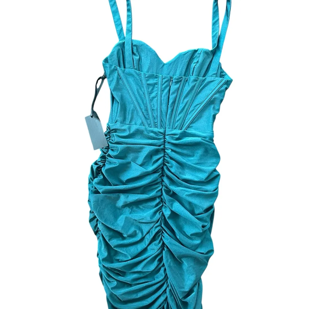REVOLVE h:ours Miquela Mini Dress in Teal Corset Sweetheart Neckline NWT size s - Image 8