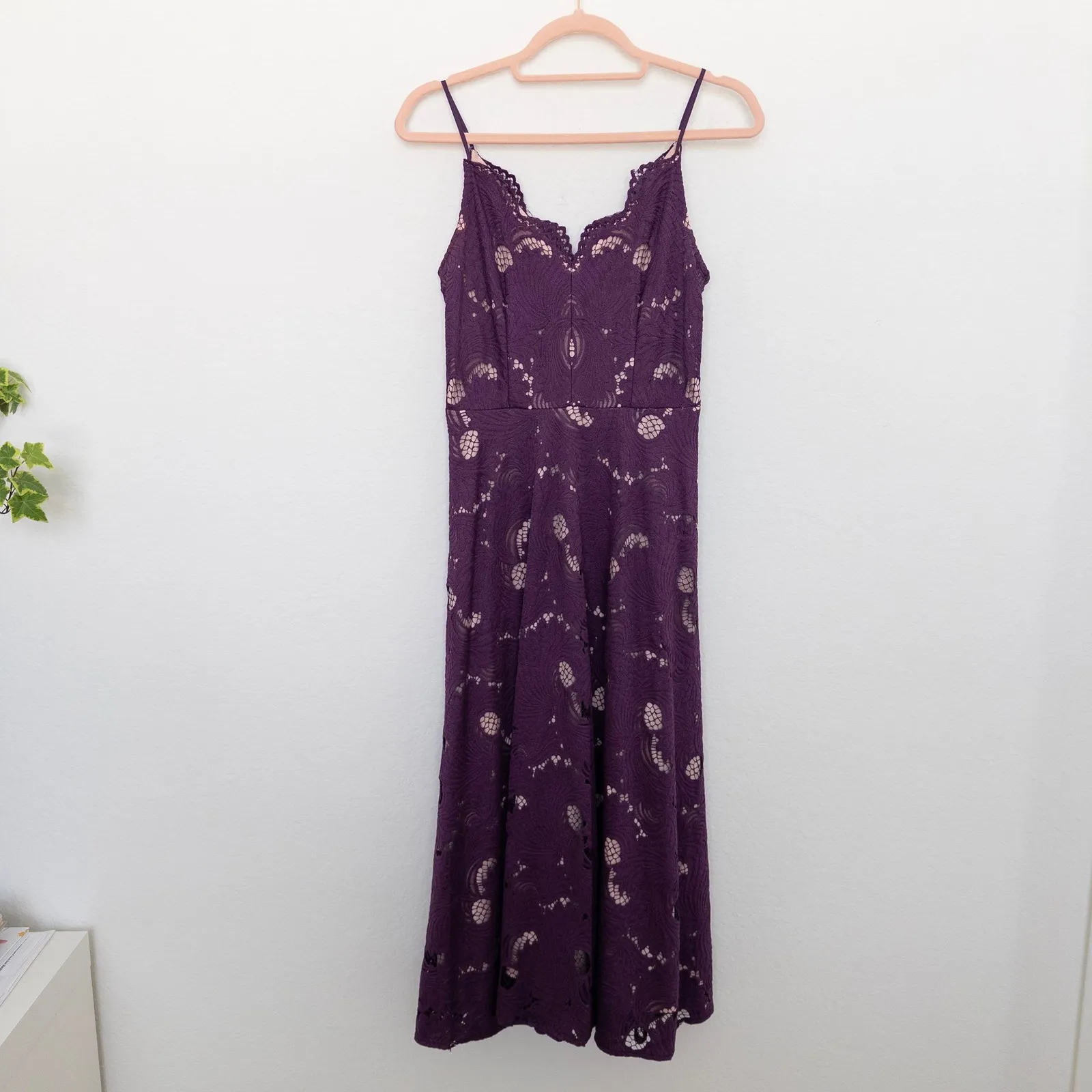 Moulinette Soeurs Womens Dress Size 2 Purple Lace Midi Boho Chic Ballet Romantic - Image 2