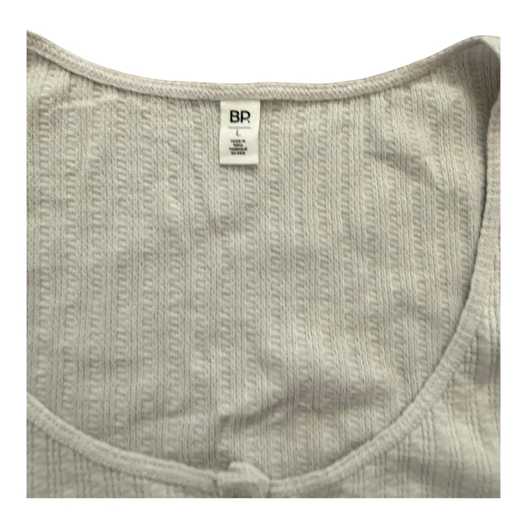 BP Womens Gray Cropped Long Sleeved Henley Tee - Image 5