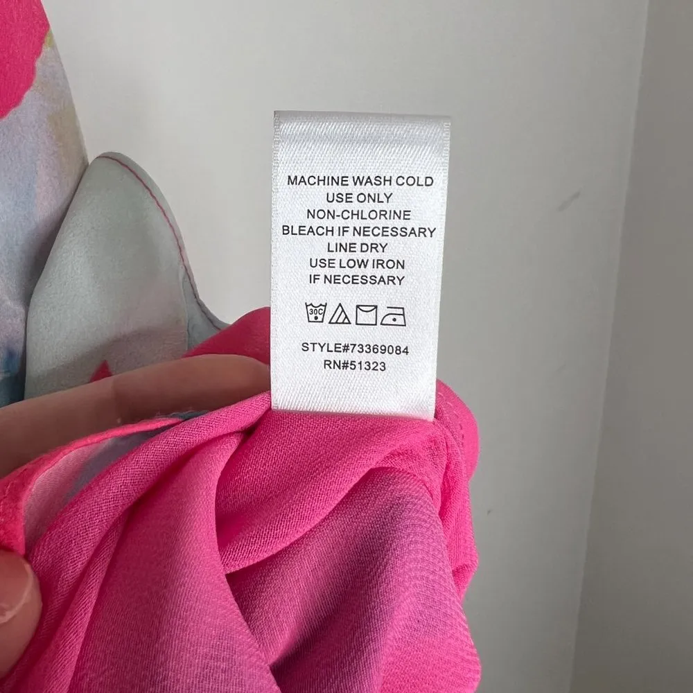 CeCe Pink Floral Tank Dress with Key Hole Back, Sz 0,  Wedding Guest Dress - Image 5