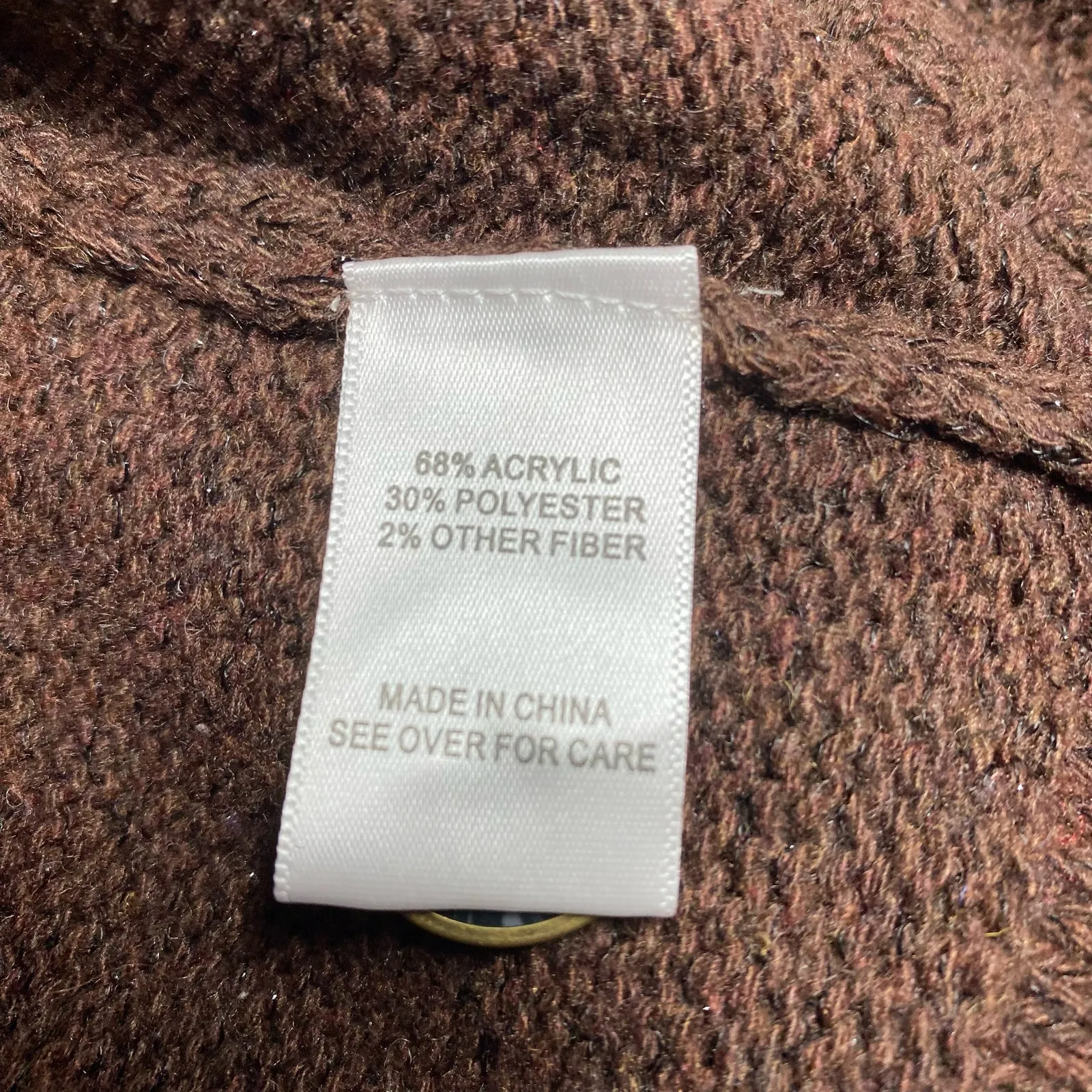 Fortune + Ivy Brown Tab Button Open Front Shimmery Cardigan M Medium NWOT - Image 8