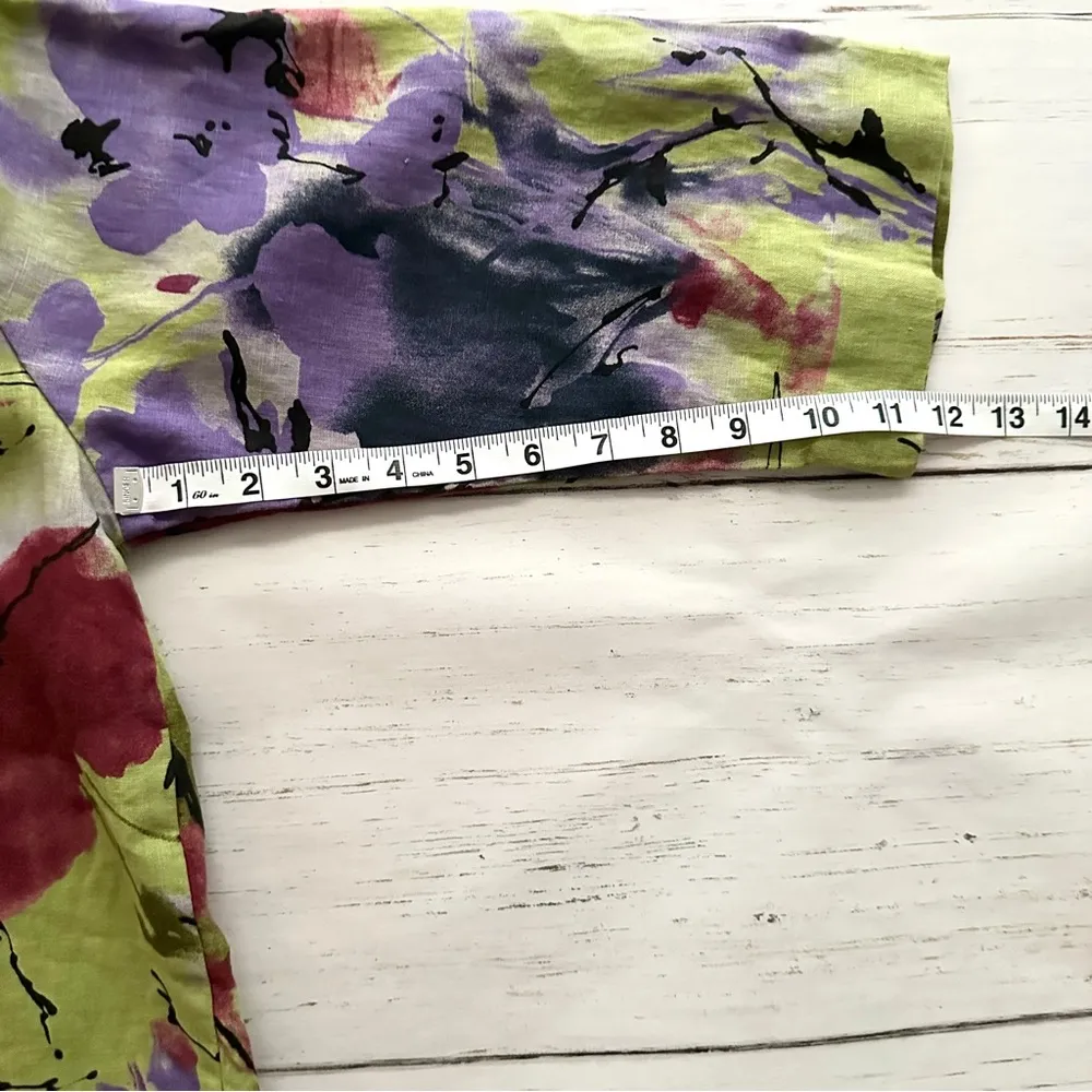 Habitat Clothes To Live In Cropped Jacket S Abstract Floral Linen Buttons - Image 10