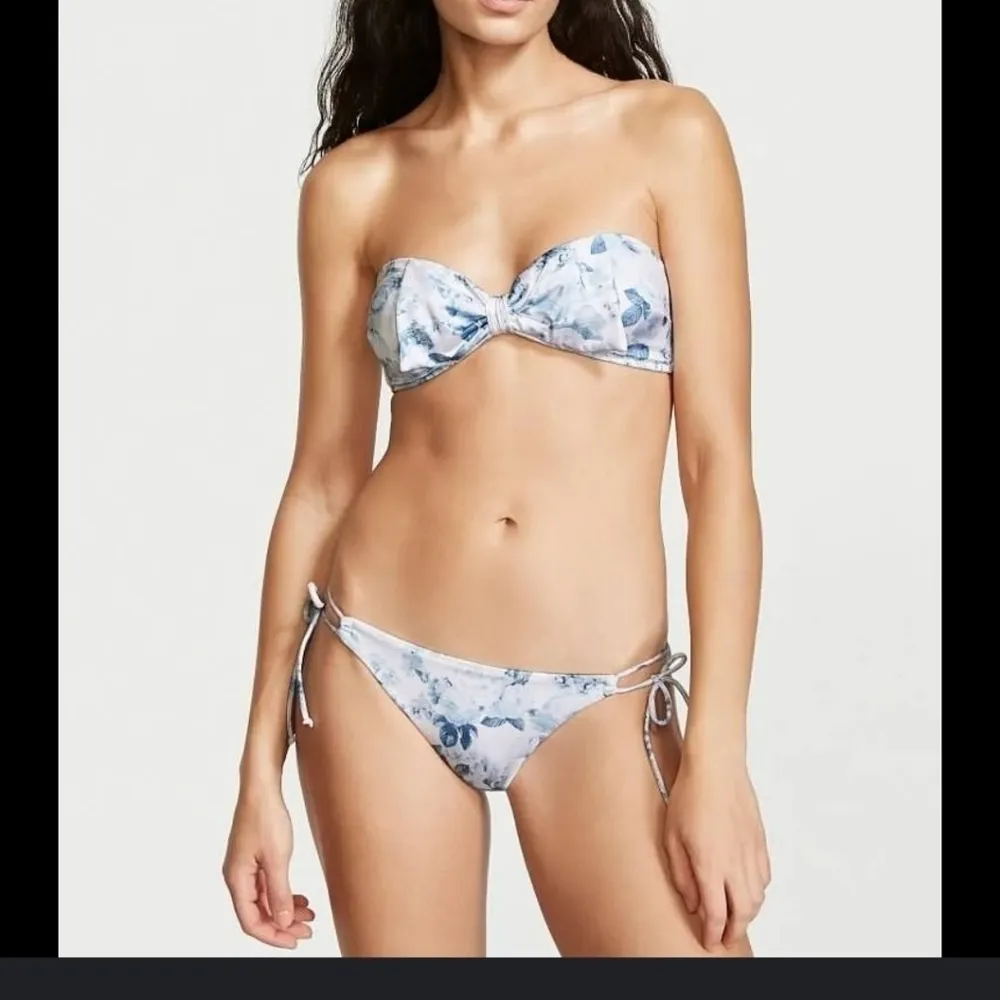 Victoria's Secret Swim Mix and Match Side tie Bikini Bottom blue white F… - Image 2