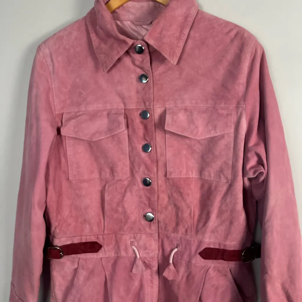 Vintage pink suede boiler suit size large READ - Image 2