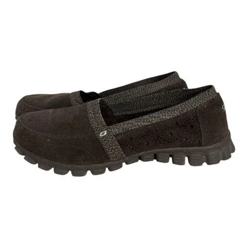 Skechers EZ Flex Slip On Sneakers 8.5 Brown Suede Memory Foam Insole Leather - Image 2