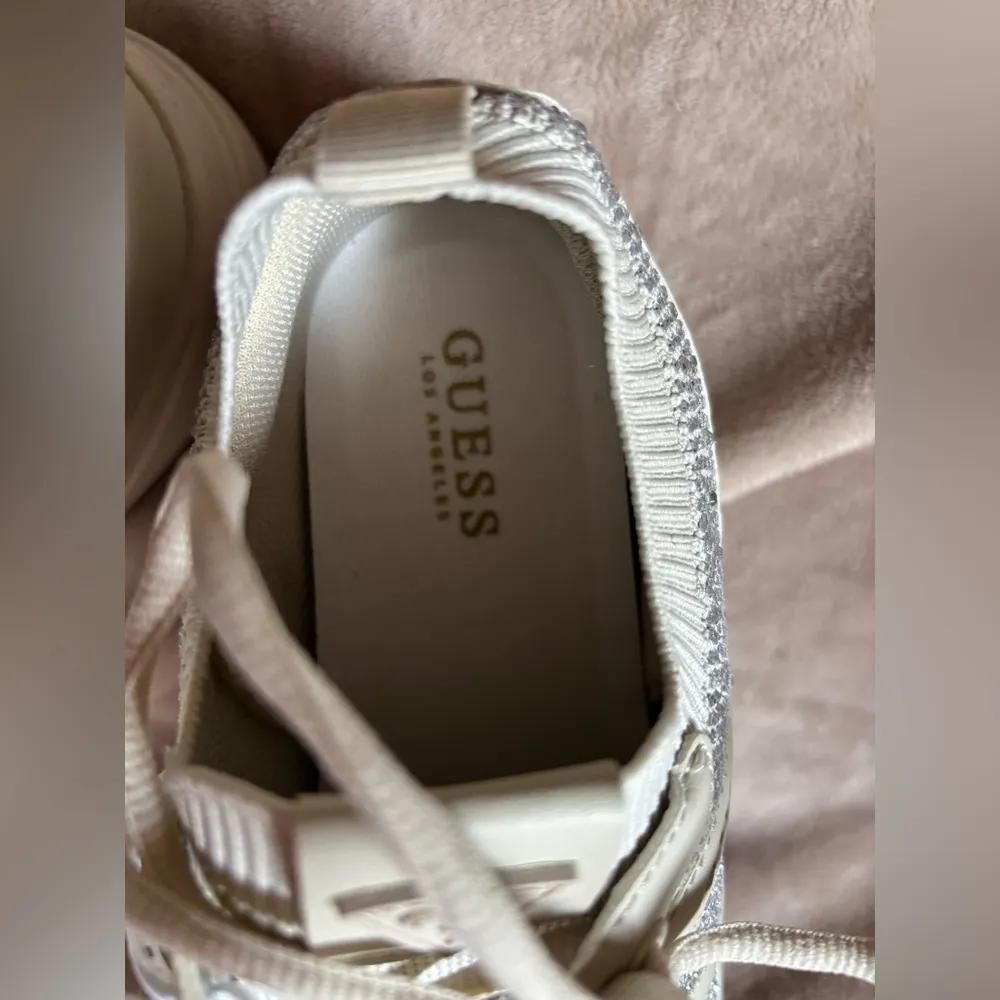 New Guess Cream and Silver Rhinestones Bling Chunky Sneakers Tennis women’s 10M - Image 7
