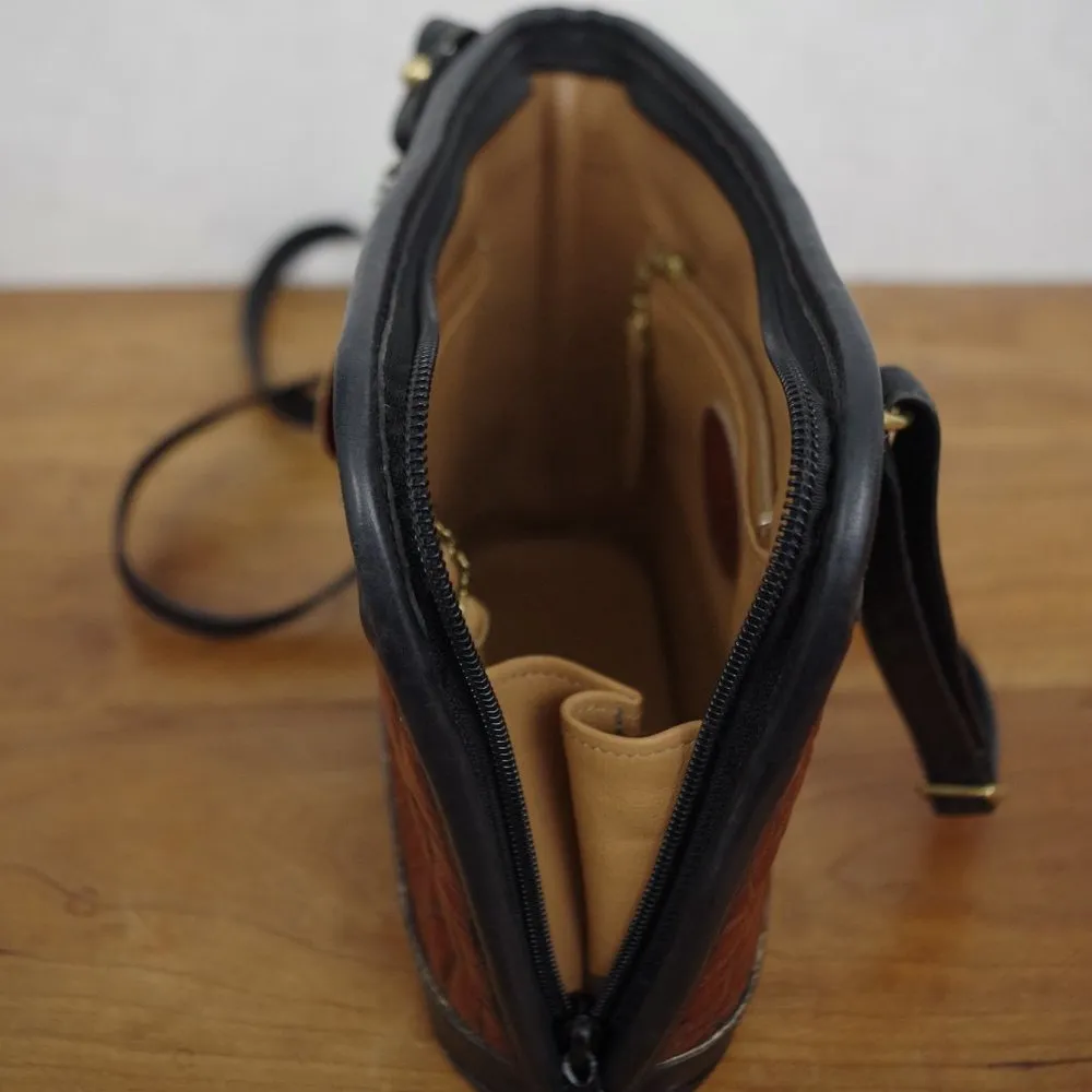 Bar Harbor Classics Crocodile Print Leather Asymmetrical Crossbody Purse Black - Image 4