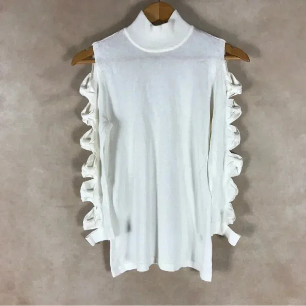 CECE Bowtie Cutout Sleeve Sweater NWT XS - Image 3