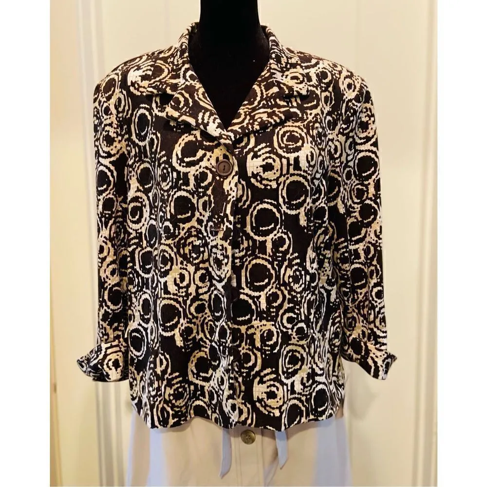 Dress Barn Women's Large Top / Button Down Collared Jacket w Shoulder Pads New Black - Image 2