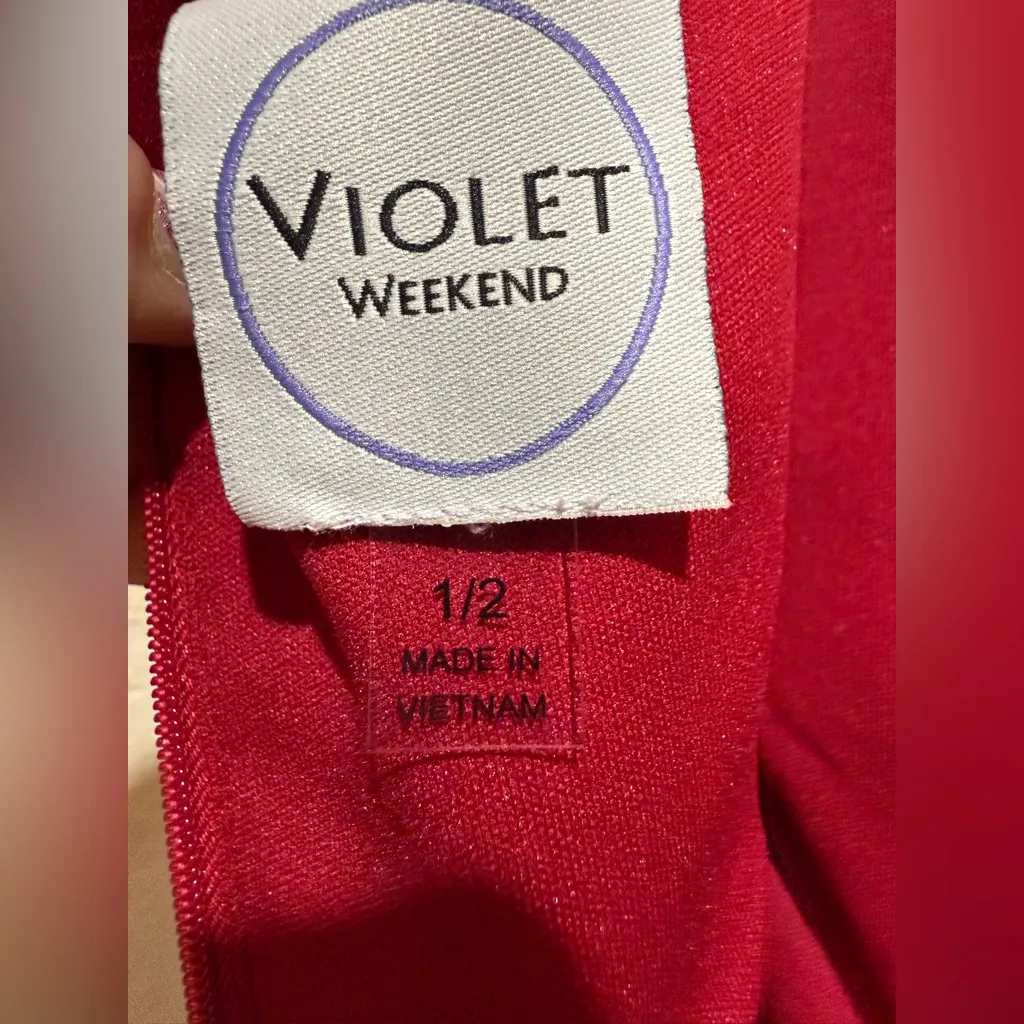 Sparkly Crimson Red Juniors Dress 1/2 – Velvet Feel, Adjustable Straps, EUC Size XS - Image 6