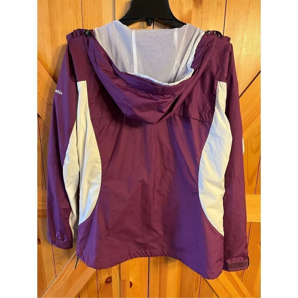 Columbia Yamhill Wind II Jacket Size M Purple White Hooded Full Zip (2470) - Image 10
