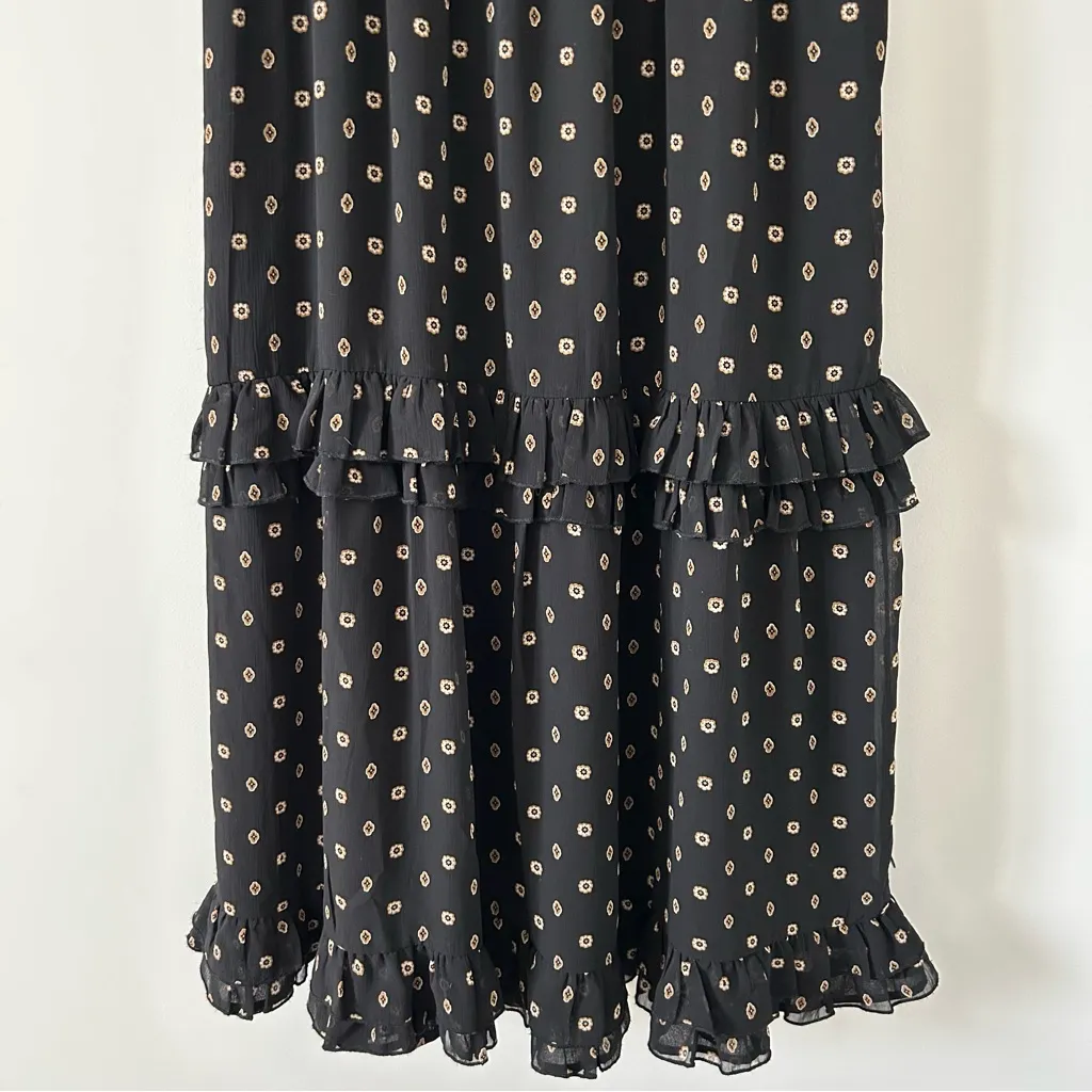 Scotch & Soda Maison Scotch Mille Nuits Tasha Ruffled Tiered Midi Dress Black M - Image 8