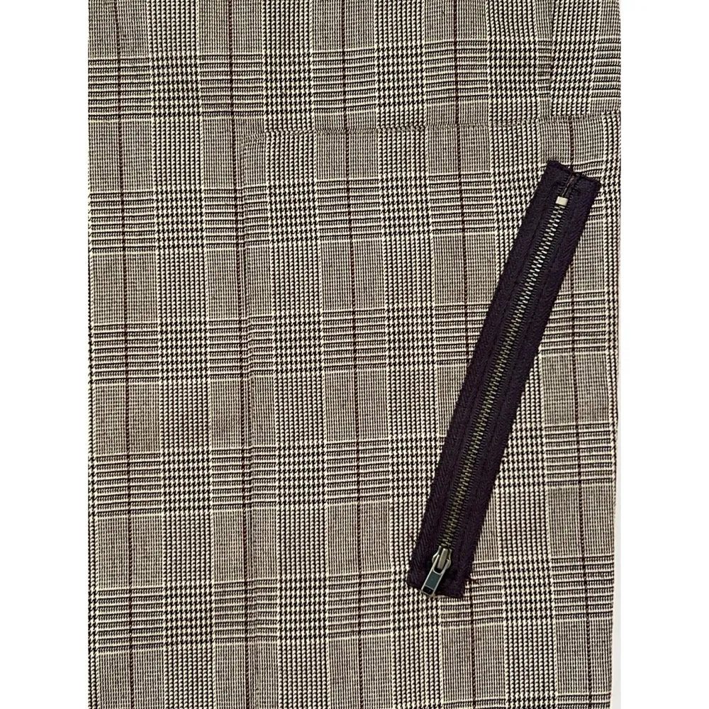 H&M Chocolate/Beige Plaid Zipper Design Cargo Pants Sz 10 Women - Image 3