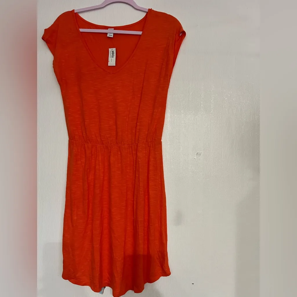 Old Navy Vibrant Orange Midi Dress - Image 2