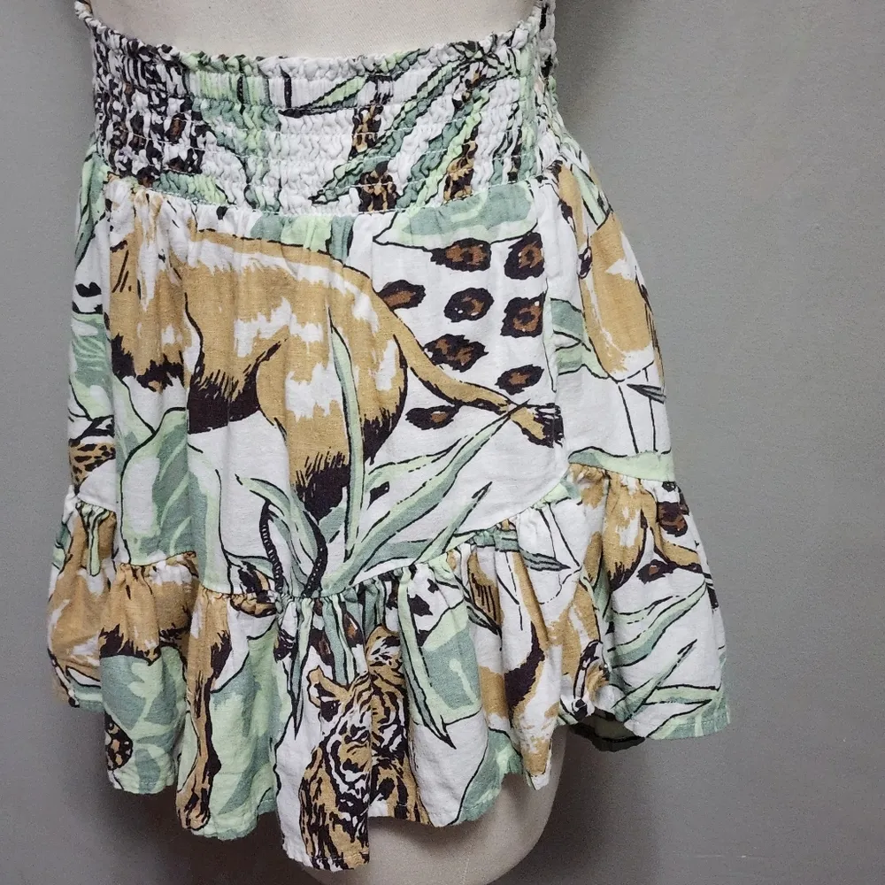 Aerie  jungle print linen blend mini skirt size medium - Image 5