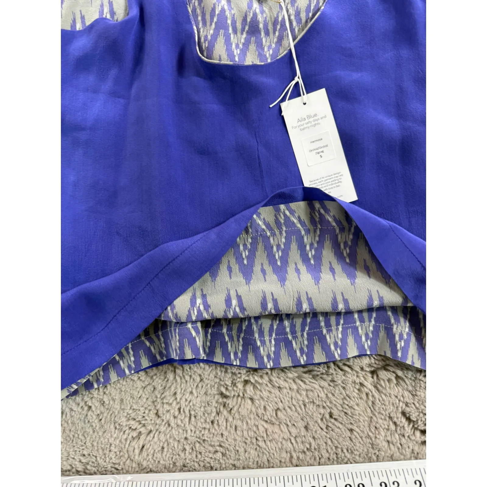 NWT AILA BLUE Reversible Ikat Print Tank Top‎ Blouse S Royal Blue Reversible - Image 6
