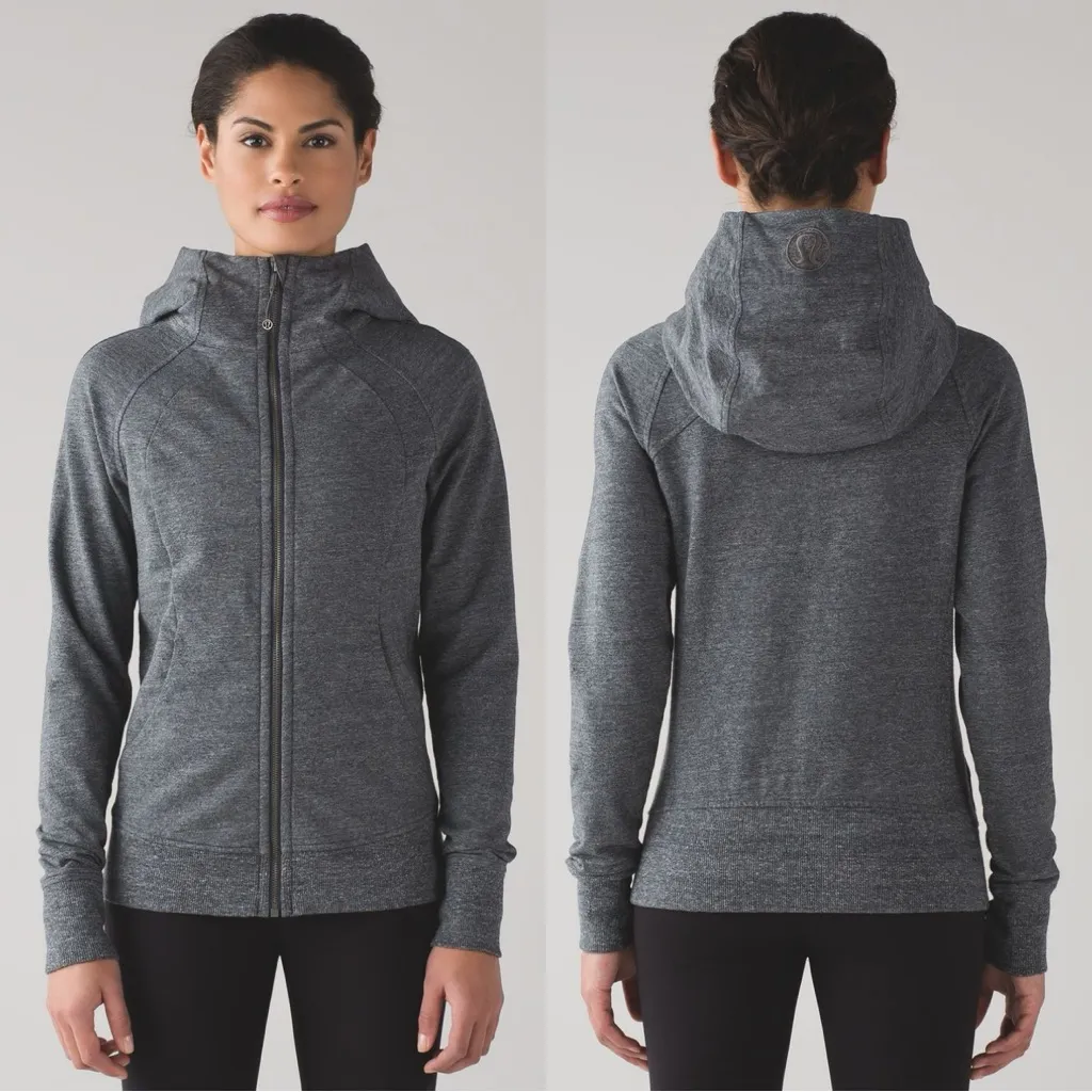 Lululemon Women’s Scuba Hoodie IV (Terry) Full Zip in Heathered Snow Slub Coal 6 - Image 2