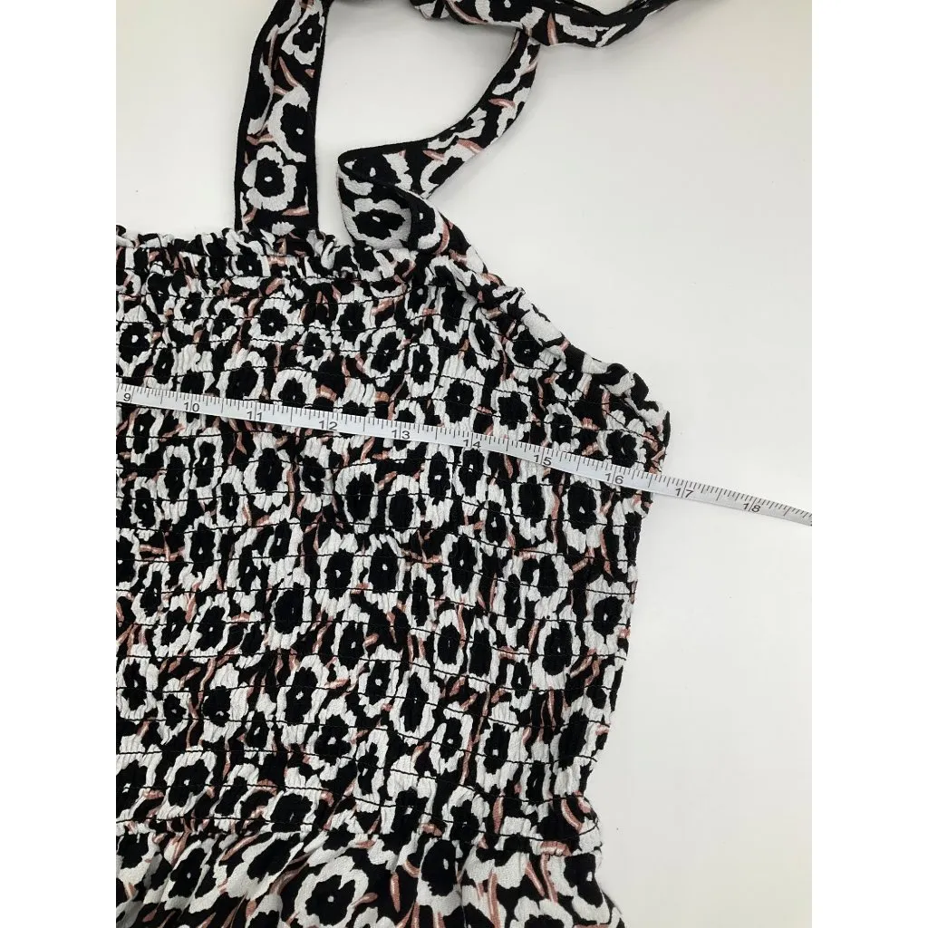 Diane Von Furstenberg Black White Floral Maxi Dress XXL Smocked Adjustable Strap - Image 9