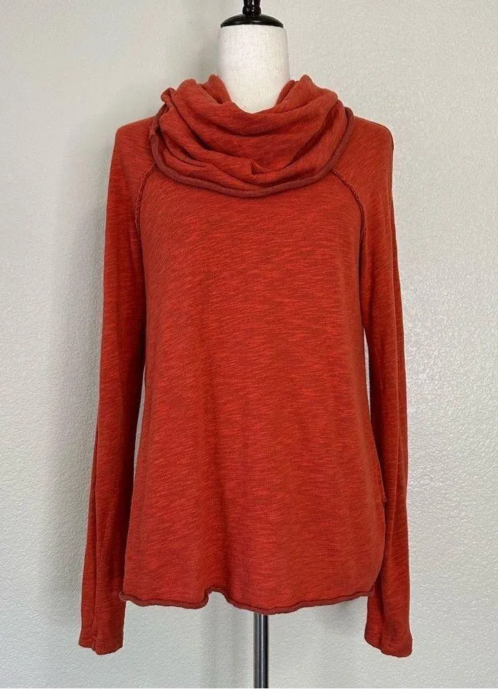 Free People FP Beach Heathered Burnt Orange Cocoon Cowl Pullover Top - Image 2